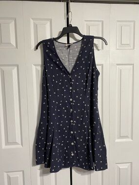 Universal Thread blue floral cotton blend Button-Front Mini A-Line Dress XXL